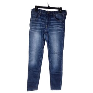American Eagle Outfitters Super Stretch 12 Long Blue Denim Distressed Jegging